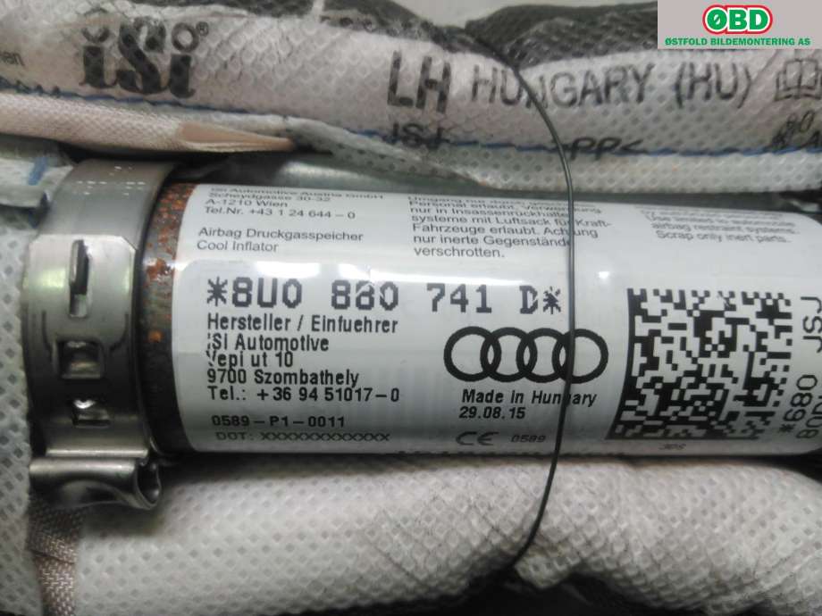 Airbag gardin venstre til Audi Q3 2015-2018 (Type I, Fase 2)  (AUDI|8U0 880 741 D|)