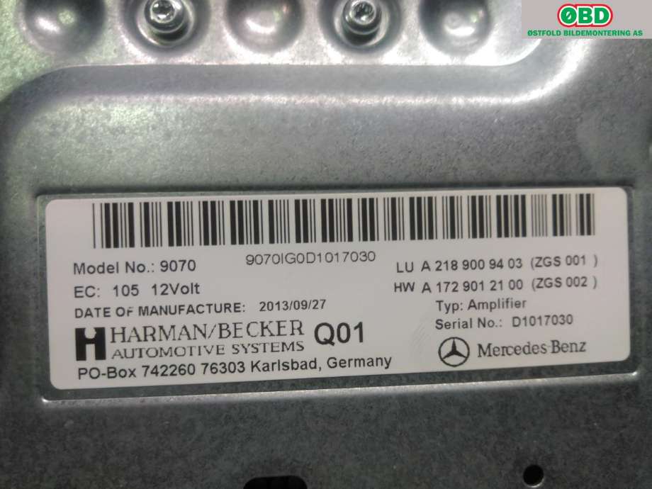 Bilstereo forsterker til Mercedes CLS 2011-2017 (C218) (C218) (MERCEDES|A 218 900 94 03|)
