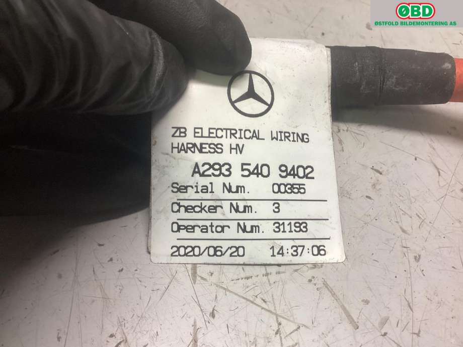 Kabel høy volt (HV) hybrid til Mercedes EQC 2019-->>  (MERCEDES|A 293 540 94 02|)