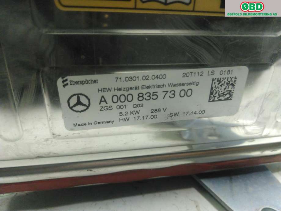 Varmeapparat register til Mercedes EQC 2019-->>  (MERCEDES|A 000 835 73 00|A 167 835 42 00|)