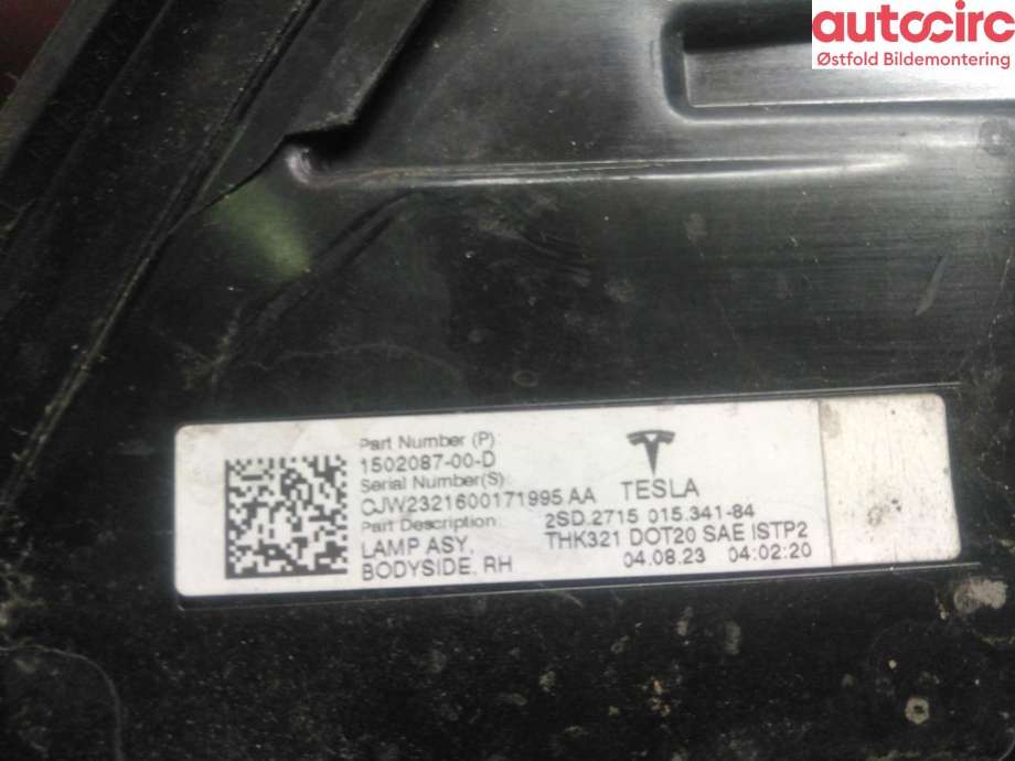 Baklykt høyre til Tesla Model Y 2021-2024 (Type I)  (TESLA|1502087-00-D|)