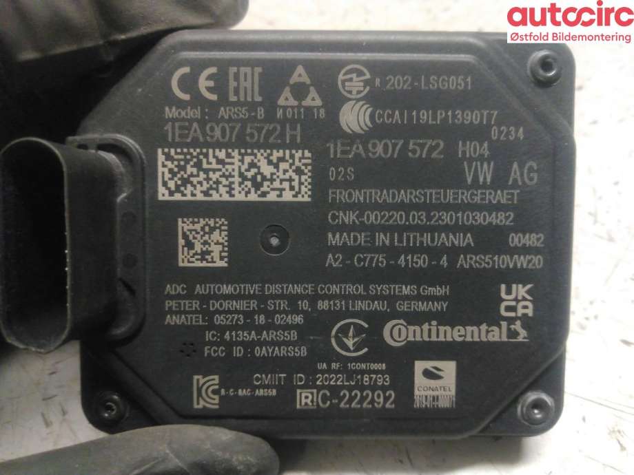 Sensor radar til Audi Q4 e-tron 2021-->> (AUDI|1EA 907 572 H|)