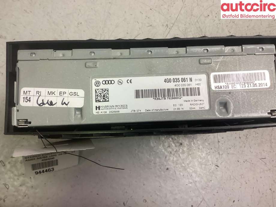Bilstereo forsterker til Audi A8 2010-2013 (Type III, Fase 1)  (AUDI|4G0 035 061 N|)