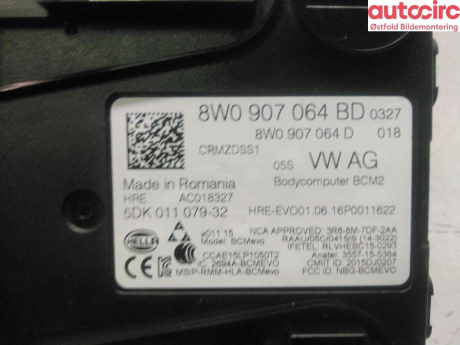 Styreenhet comfort (BCM) til Audi Q7 2015-->> (Type II) (AUDI|8W0 907 064 BH||8W0 907 064 BD)