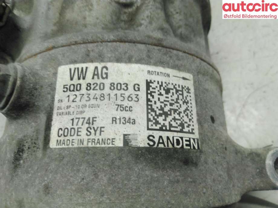 Aircondition kompressor til Audi A1 2015-2018 (Type I, Fase 2)  (AUDI|5Q0 820 803 G|)