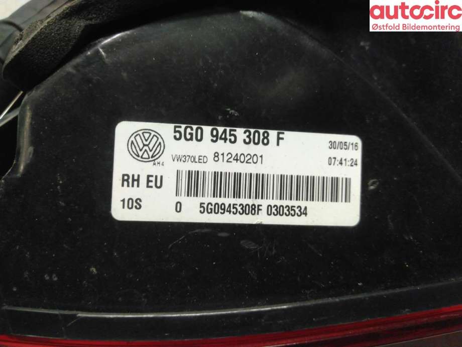 Baklykt høyre indre til VW Golf VII 2012-2017 (Fase 1)  (|5G0945308F)