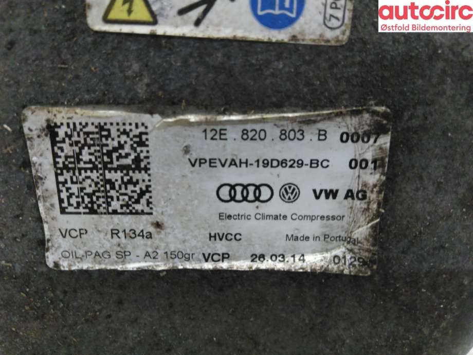 Aircondition kompressor til VW E-Up 2013-2019  (VOLKSWAGEN|12E 820 803 E|5QE 816 803 L|)