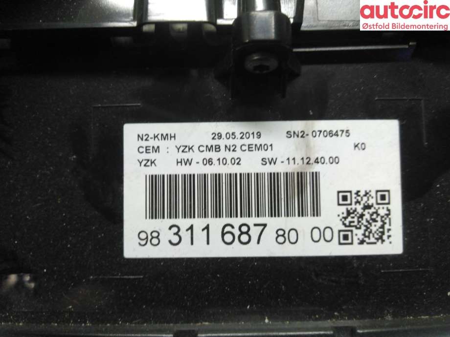 Instrumentpanel til Peugeot Expert 2016-->> (Type III) (PEUGEOT|98 311 687 80|)