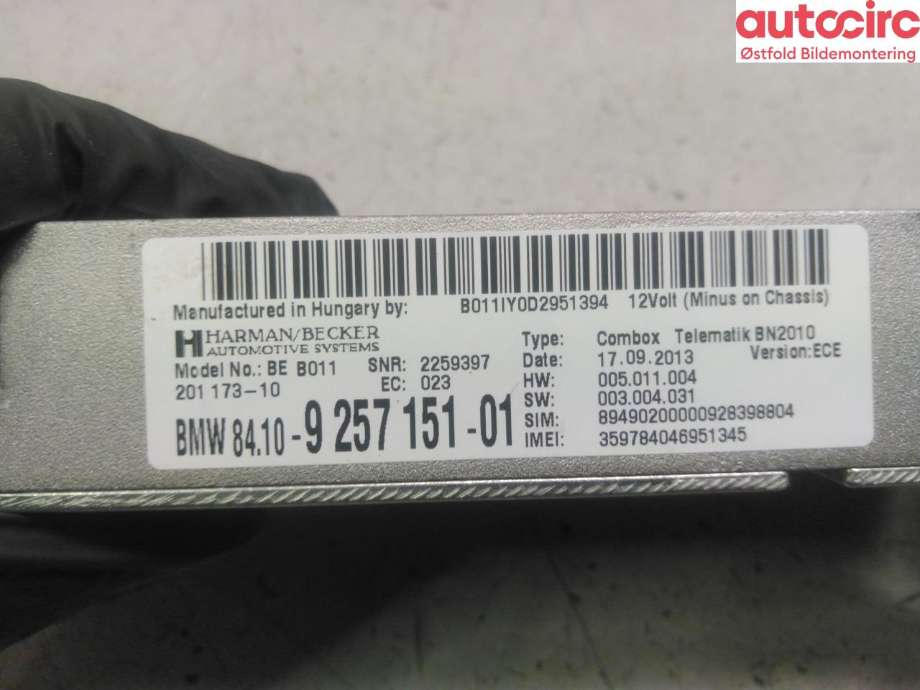 Styreenhet bluetooth til BMW 3-Serie 2012-2018 (F30/F31/F34) (F30/F31/F34) (BMW|84 10 9 257 151|)