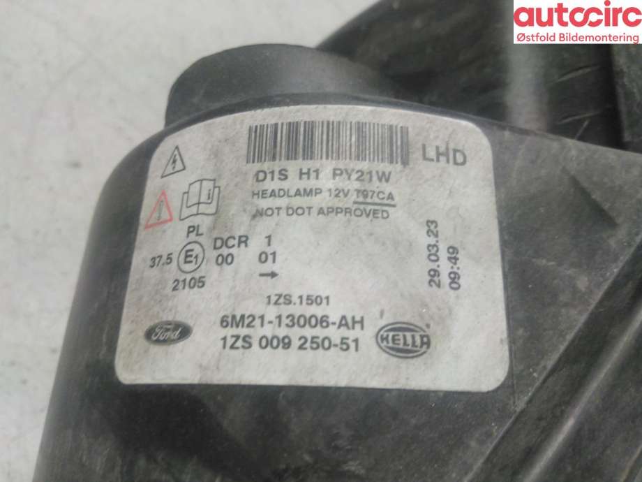 Frontlykt venstre halogen til Ford S-Max 2010-2015 (Type I, Fase 2)  (FORD|1801378|)