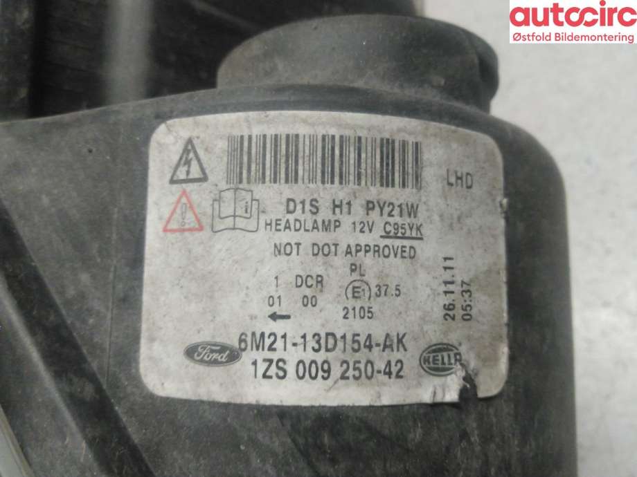 Frontlykt høyre halogen til Ford S-Max 2010-2015 (Type I, Fase 2)  (FORD|1801373|)