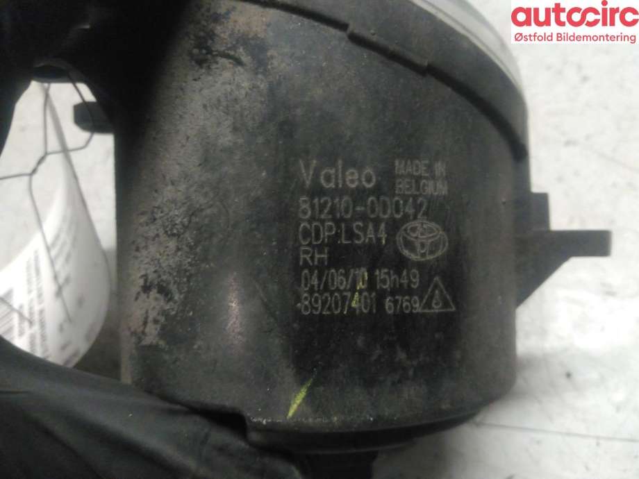 Tåkelykt høyre foran til Toyota Yaris 2009-2011 (Type II, Fase 2)  (TOYOTA|812100D042|)