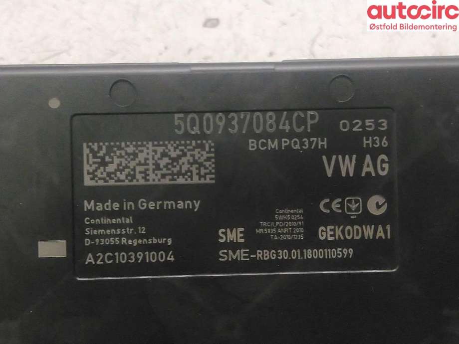 Styreenhet comfort (BCM) til VW e-Golf 2017-2020 (Fase 2)  (VOLKSWAGEN|5Q0 937 084 CQ|)