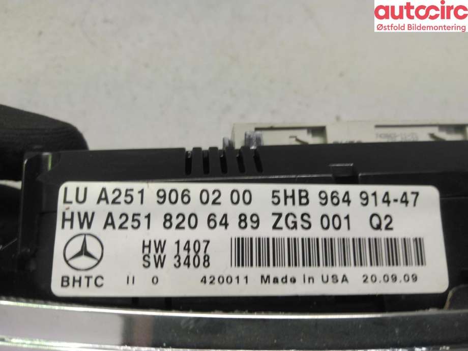 Varmeapparat betjening til Mercedes GL 2006-2012 (X164) (X164) (MERCEDES||A 251 900 00 01)