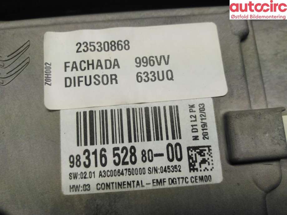 Instrument kjørecomputer til Citroën C4, Spacetourer 2019-->>  (CITROEN|)