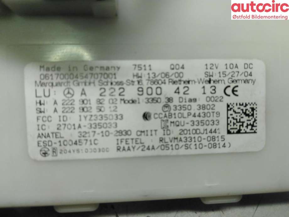 Styreenhet diverse til Mercedes GLC 2015-2022 (X253) (X253) (MERCEDES|A 222 900 42 13||A2229004213)