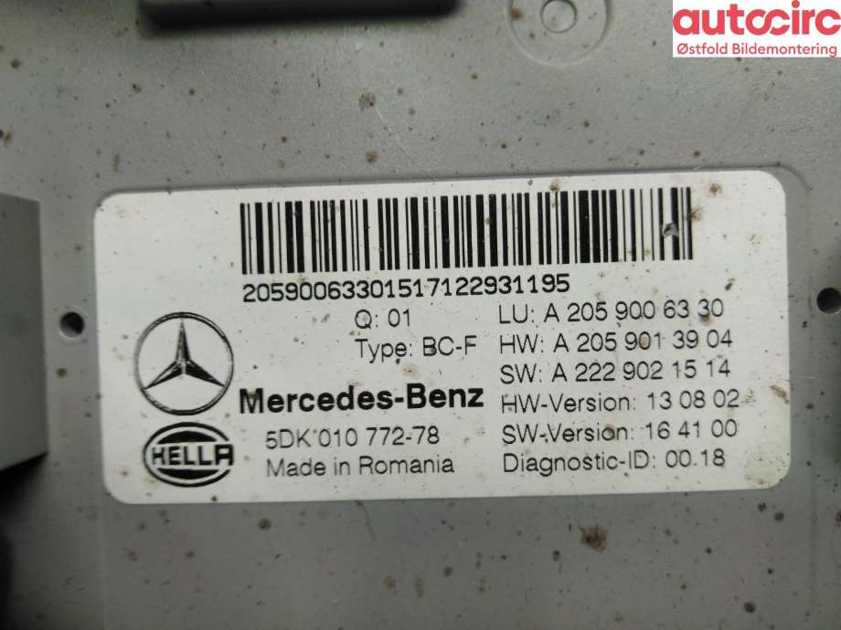 Styreenhet comfort (BCM) til Mercedes GLC 2015-2022 (X253) (X253) (MERCEDES|A 205 900 63 30|)