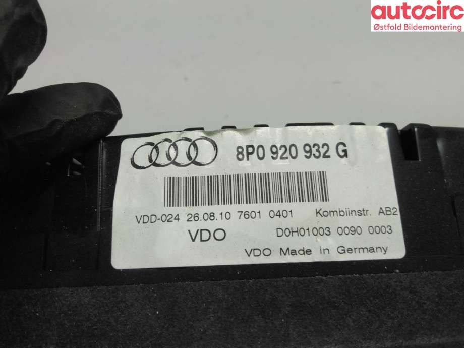 Instrumentpanel til Audi A3 2009-2012 (Type II, Fase 2)  (AUDI|8P0 920 932 GX|)