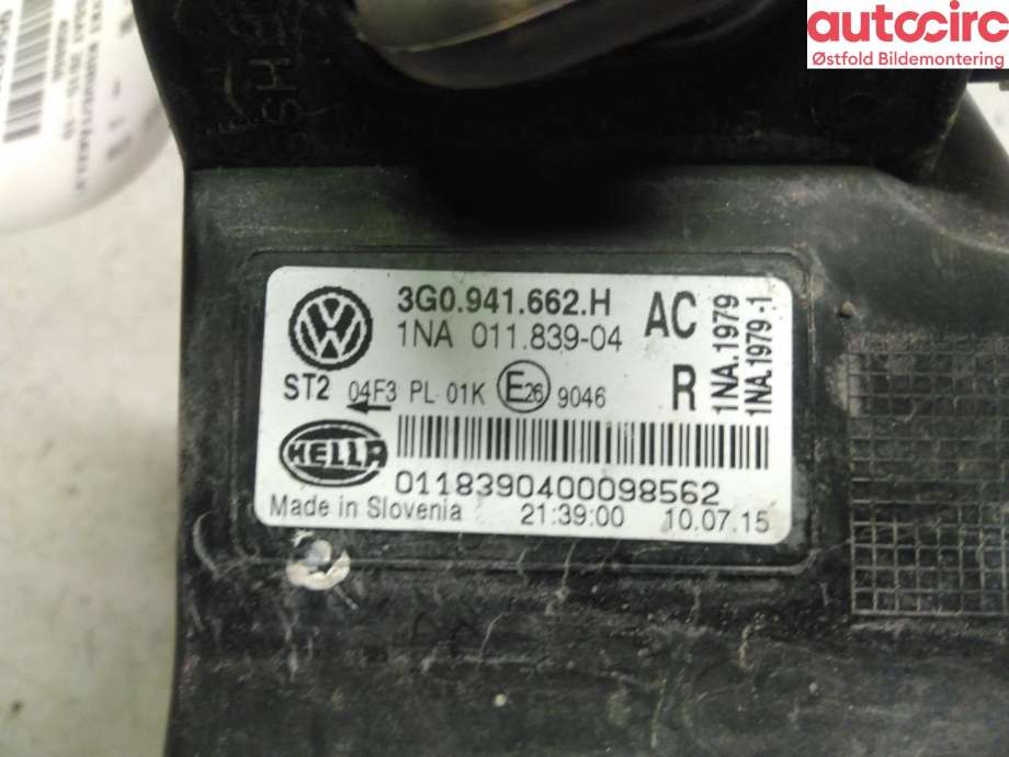 Tåkelykt høyre foran til VW Passat 2015-2019 (Fase 1) (B8) (B8) (VOLKSWAGEN|)