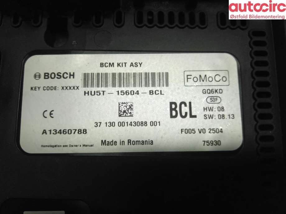 Styreenhet comfort (BCM) til Ford Fiesta 2017-->> (Type VII) (FORD|2283092||HU5T-15604-BCL)