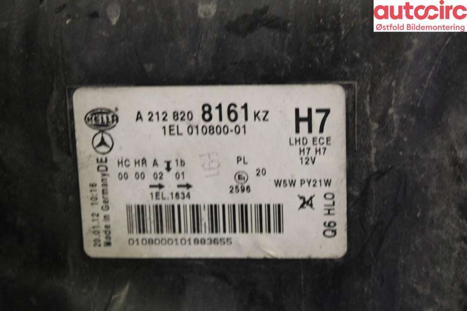 Frontlykt venstre halogen til Mercedes E-Klasse 2009-2013 (Fase 1) (W212) (W212) (MERCEDES|A 212 820 01 61|A 212 820 81 61|)
