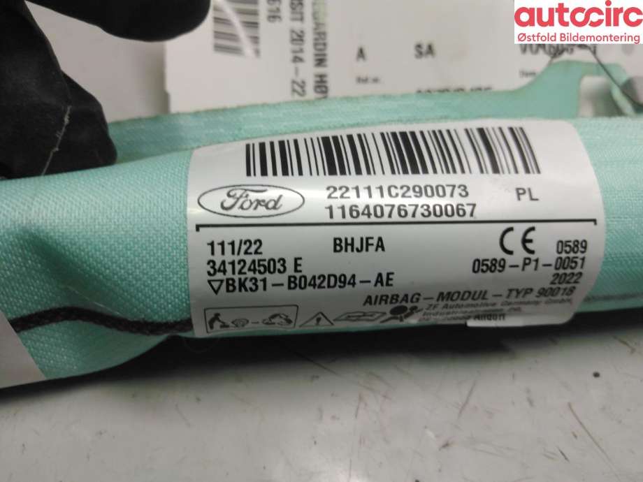 Airbag gardin høyre til Ford E-Transit 2022-->> (FORD|2679409|)
