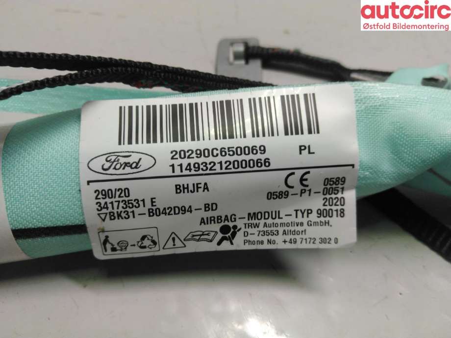 Airbag gardin høyre til Ford Transit 2014-->>  (FORD|2679409|)