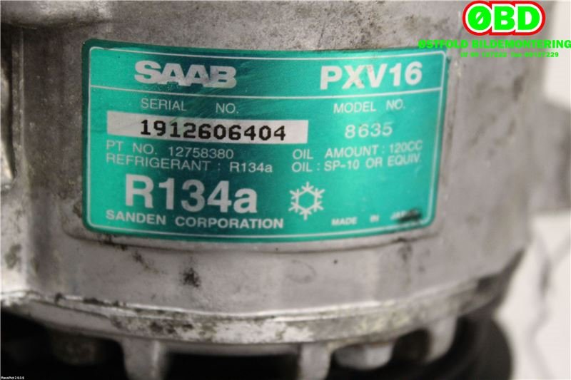 Aircondition kompressor til Saab 9-5 2001-2005 (Type I, Fase 2)  (SAAB|12758380|)