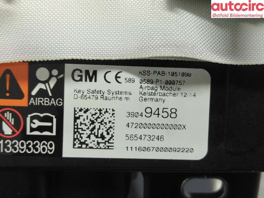 Airbag passasjer til Opel Astra K 2015-->>  (OPEL|39049458|)