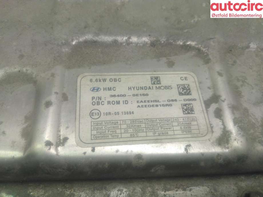 Batterilader (OBC - On Board Charger) til Hyundai Ioniq Electric 2019-->> (Fase 2)  (HYUNDAI|364000E150|)