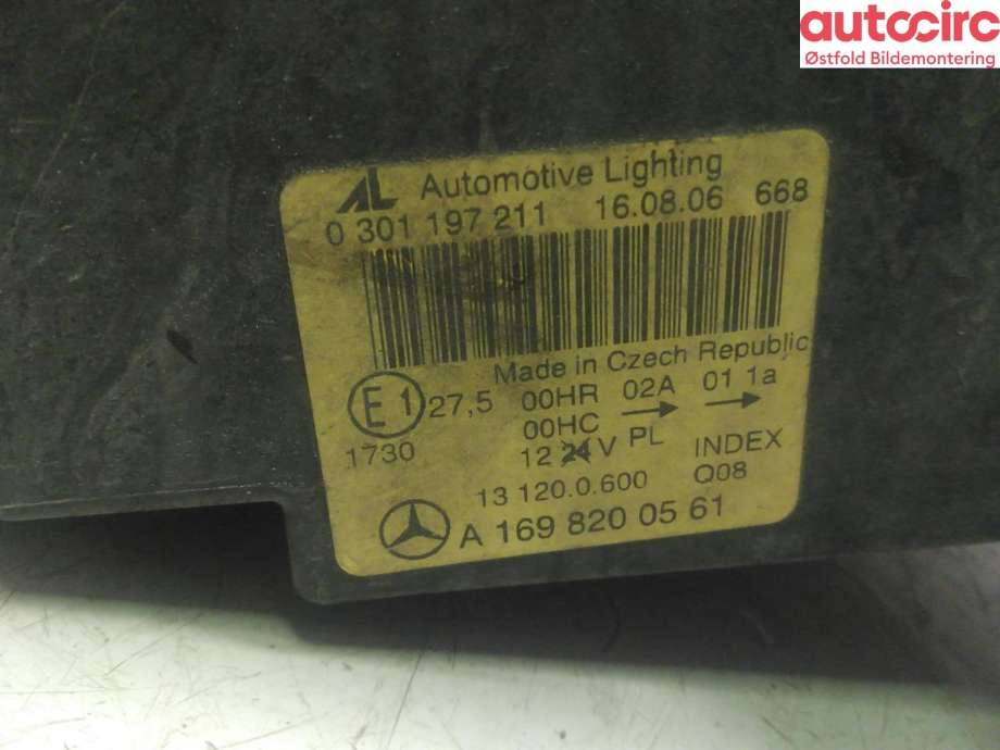 Frontlykt venstre halogen til Mercedes A-Klasse 2005-2012 (W169) (W169) (MERCEDES|A 169 820 05 61|)