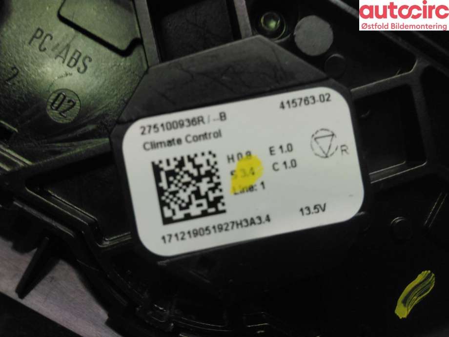 Varmeapparat betjening til Renault Clio 2019-->> (Type V)  (RENAULT|283E87980R|275100936R|)