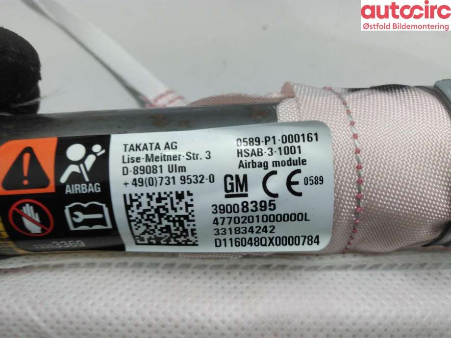Airbag gardin venstre til Opel Astra K 2015-->> (OPEL|39008395|39058587|)