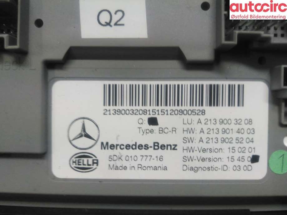 Styreenhet comfort (BCM) til Mercedes E-Klasse 2016-2023 (W213) (W213) (MERCEDES|A 213 900 32 08|)