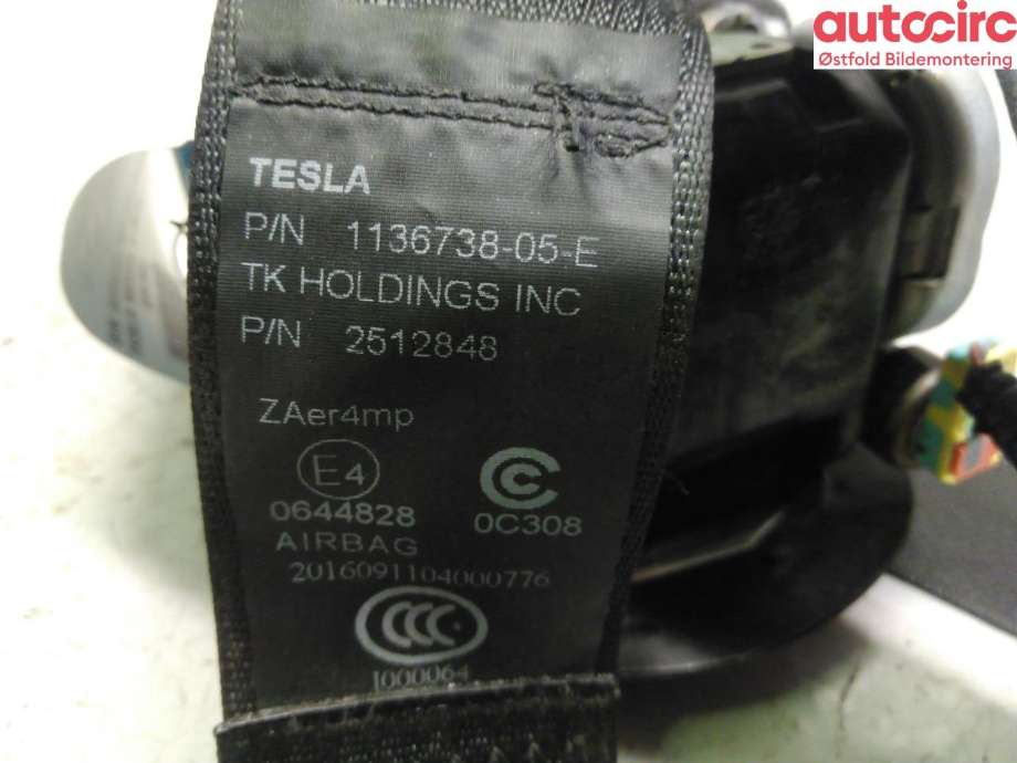 Airbag beltestrammer til Tesla Model X 2016-->>  (TESLA|1136738-05-E|)