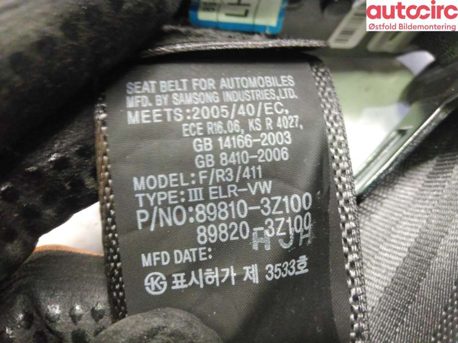 Airbag beltestrammer til Hyundai i40 2012-2017 (HYUNDAI|898103Z100HZ|)