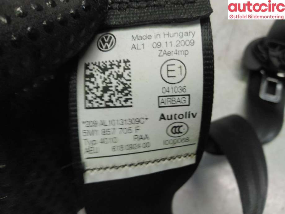 Airbag beltestrammer til VW Golf, Plus/Cross 2009-2013 (Fase 2)  (VOLKSWAGEN|)