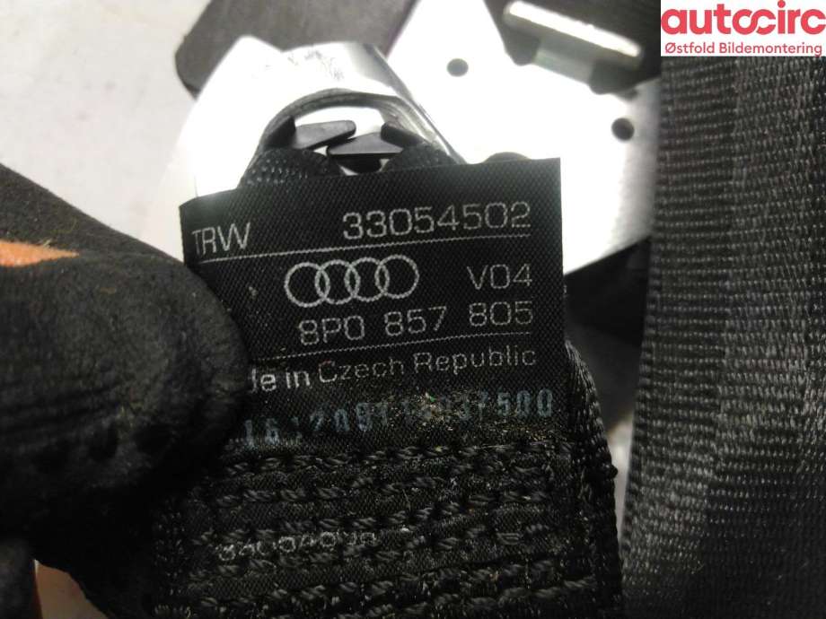 Sikkerhetsbelte bak venstre til Audi A3 2009-2012 (Type II, Fase 2)  (AUDI|8P0 857 805|)