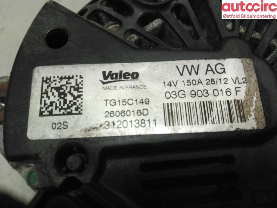Dynamo til Audi Q5 2012-2017 (Type I, Fase 2)  (AUDI|03G 903 016 F|)