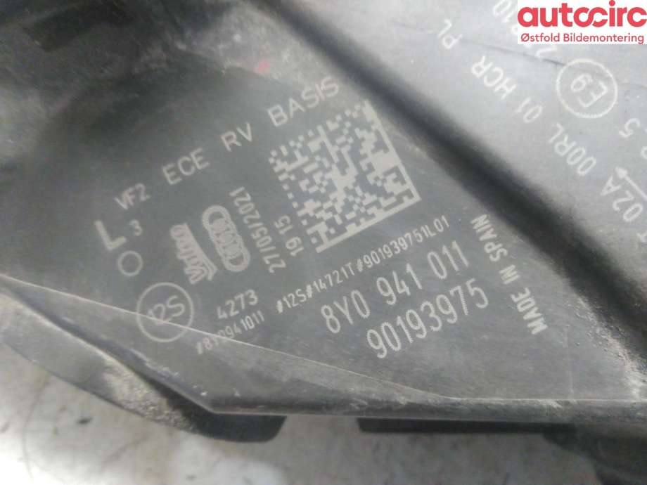 Frontlykt venstre halogen til Audi A3 2020-->> (Type IV) (AUDI|8Y0 941 011|)