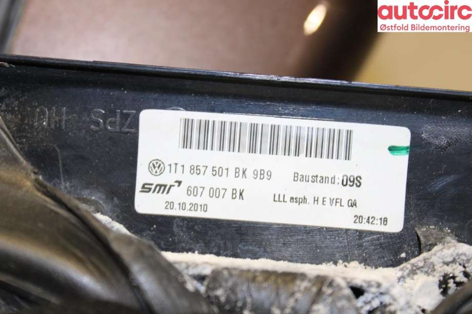 Speil venstre til VW Touran 2010-2015 (Type I, Fase 3)  (VOLKSWAGEN|1T1 857 507 AK|)
