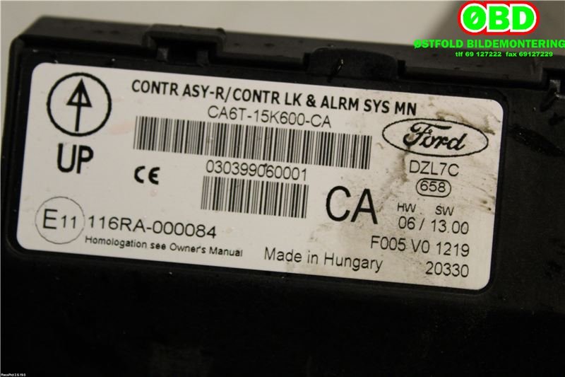 Styreenhet diverse til Ford Fiesta 2008-2012 (Type VI, Fase 1) (FORD|1741770||CA6T15K600CA)