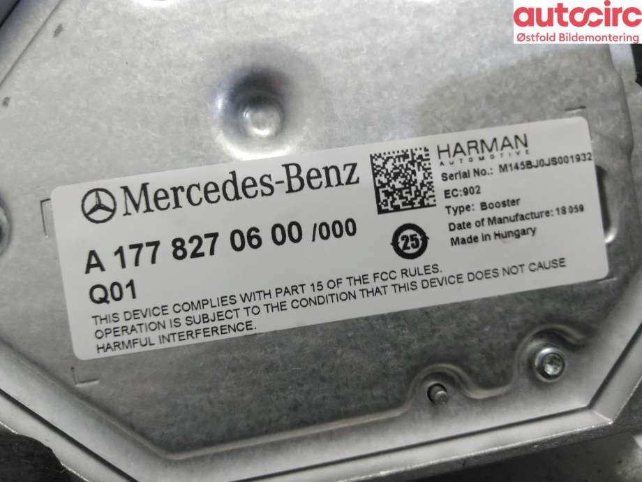 Bilstereo forsterker til Mercedes A-Klasse 2018-->> (W177) (W177) (MERCEDES|A 177 827 06 00|A 177 905 04 03|)