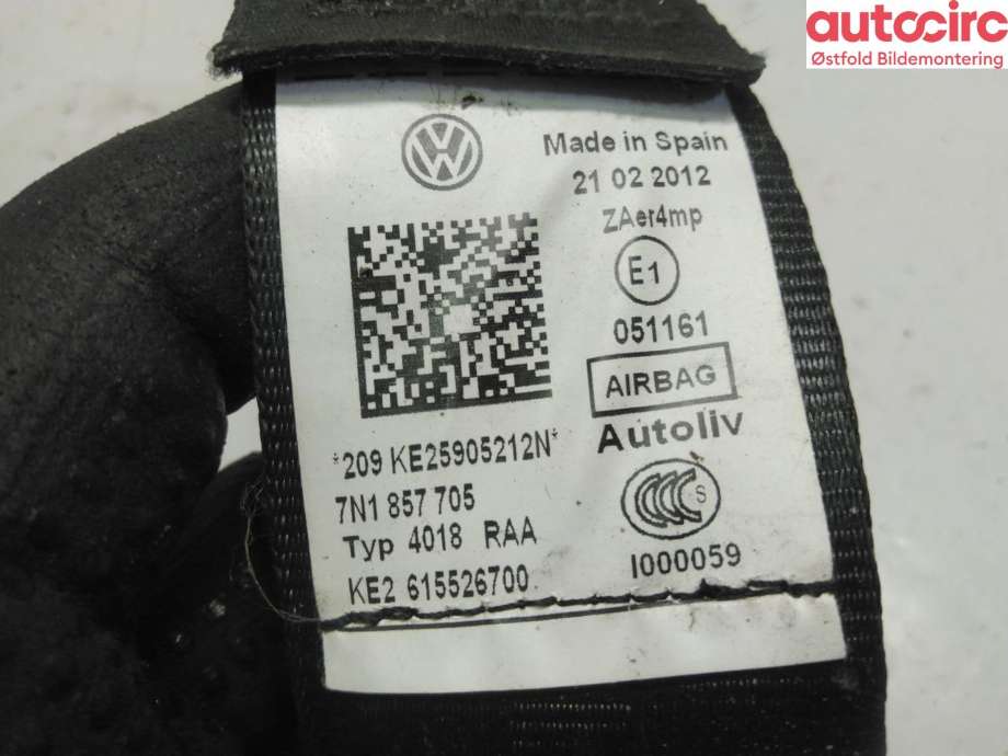 Airbag beltestrammer til VW Sharan 2010-->> (Type II)  (VOLKSWAGEN|7N1 857 706|)
