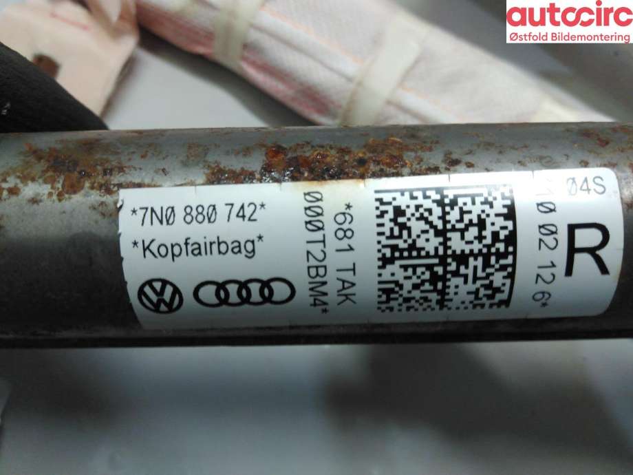Airbag gardin høyre til VW Sharan 2010-->> (Type II)  (VOLKSWAGEN|7N0 880 742|)