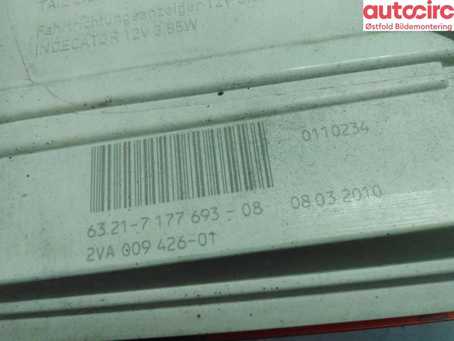 Baklykt venstre til BMW 5-Serie 2003-2010 (E60/E61) (E60/E61) (BMW|63 21 7 177 693|)
