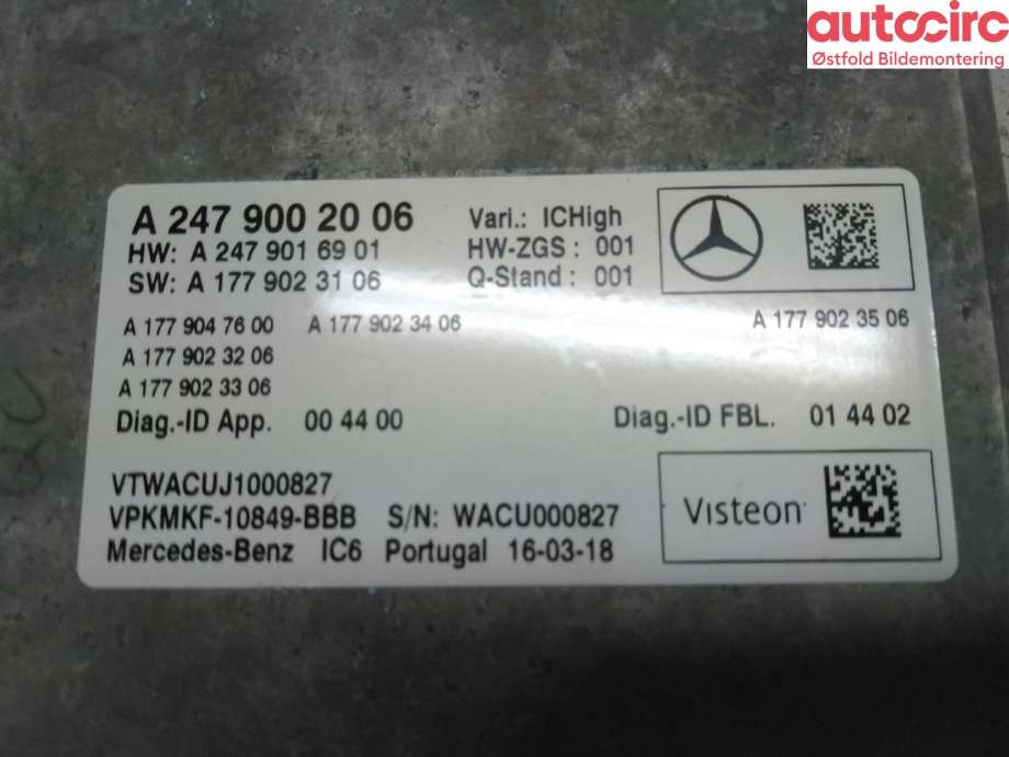 Styreenhet diverse til Mercedes A-Klasse 2018-->> (W177) (W177) (MERCEDES|A 247 900 20 06||2479002006)