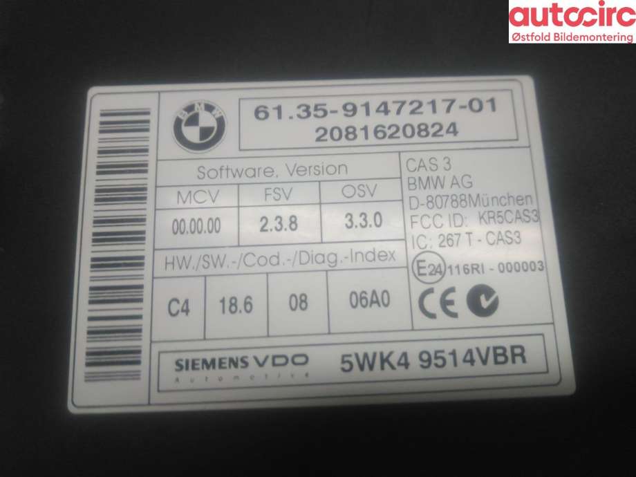 Styreenhet diverse til BMW 5-Serie 2003-2010 (E60/E61) (E60/E61) (BMW|61 35 9 395 656|)