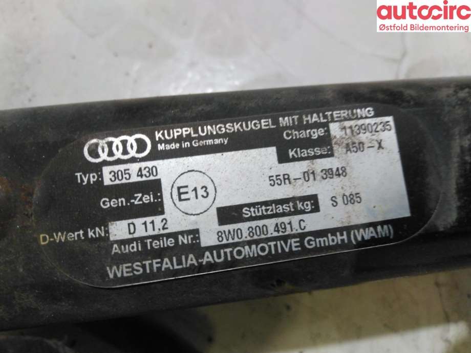 Hengerfeste til Audi A4 2015-2019 (Type V, Fase 1) (B9) (B9) (AUDI|8W0 800 491 C|)