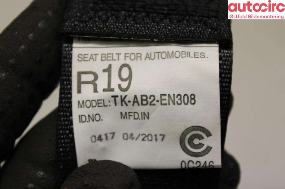 Sikkerhetsbelte bak høyre til Mitsubishi Outlander 2015-->> (Type III, Fase 2)  (MITSUBISHI|7000F324XB|)